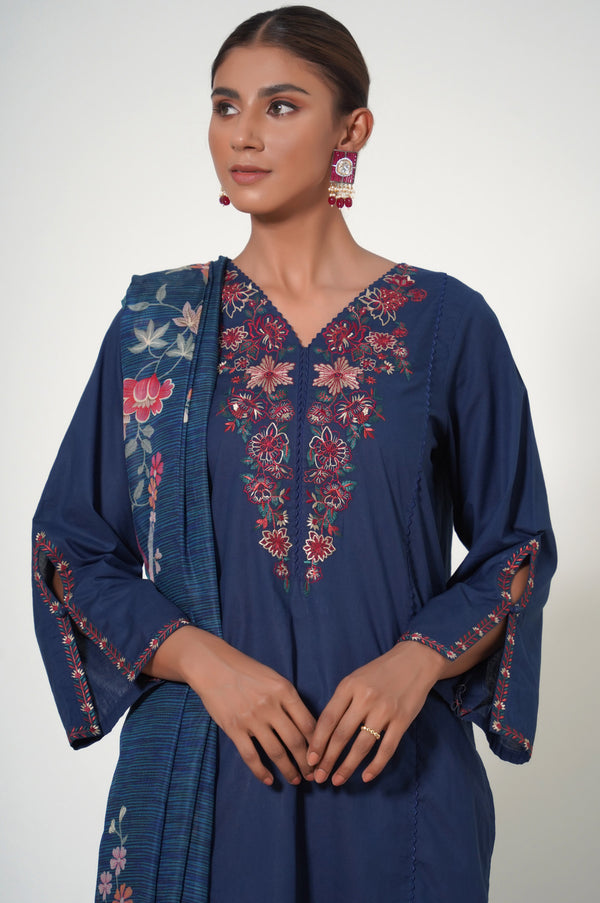 Stitched 2 Piece Cambric Embroidered Suit
