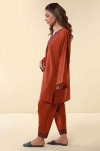 Stitched 2 Piece Embroidered Checkered Cotton