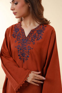 Stitched 2 Piece Embroidered Checkered Cotton
