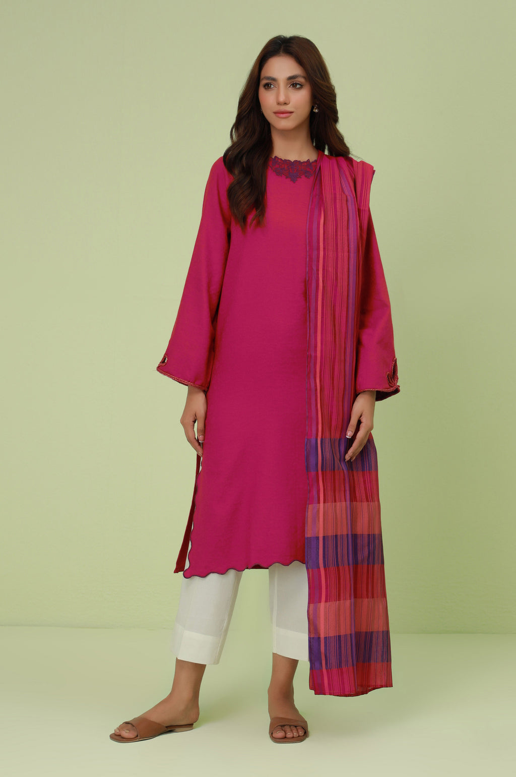 Stitched 2 Piece Embroidered Satin Jacquard Suit