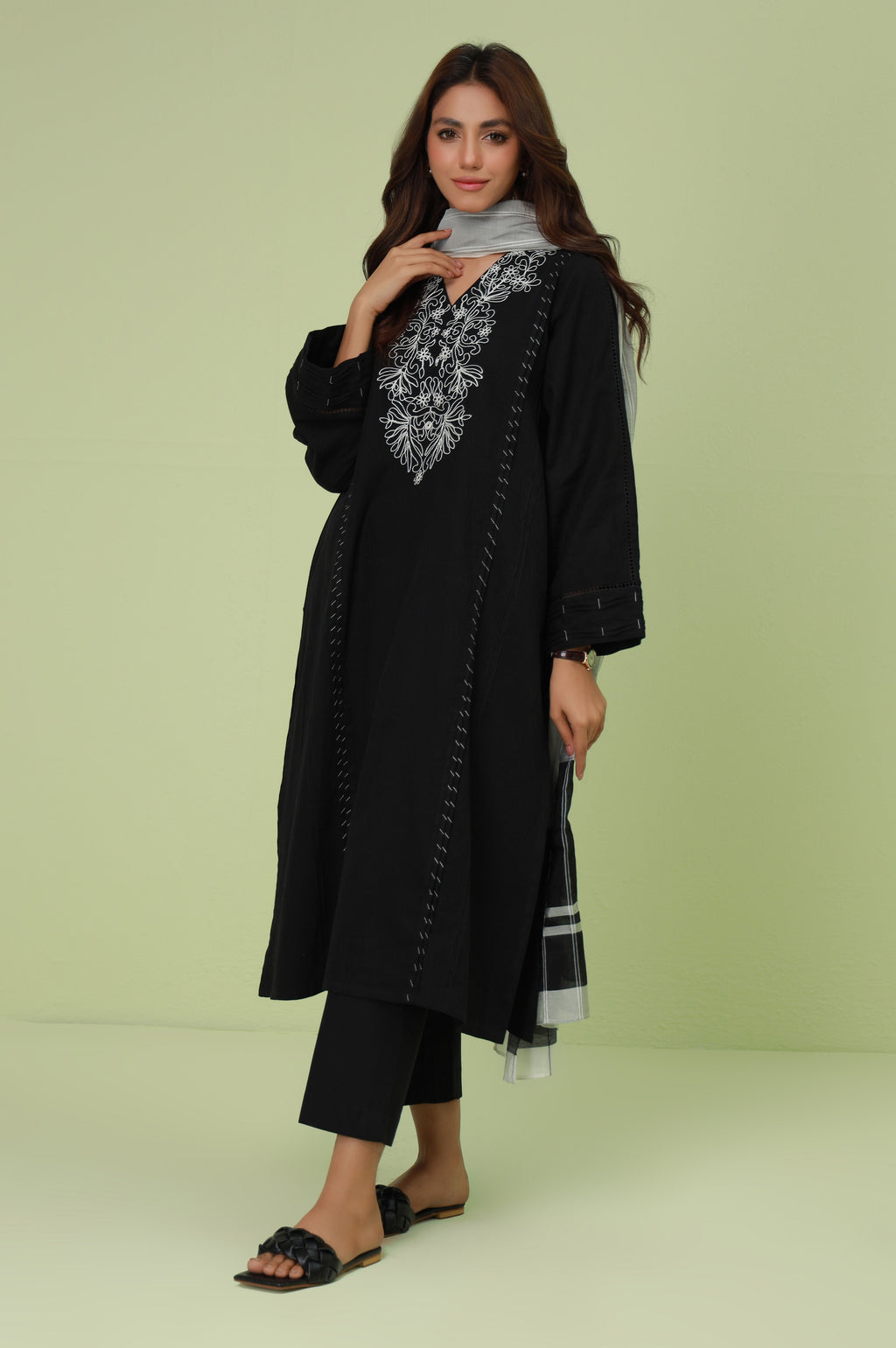 Stitched 2 Piece Embroidered Satin Jacquard Suit