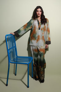 Stitched 2 Piece Digital Printed Ripple Crinkle Co-Ord Set
