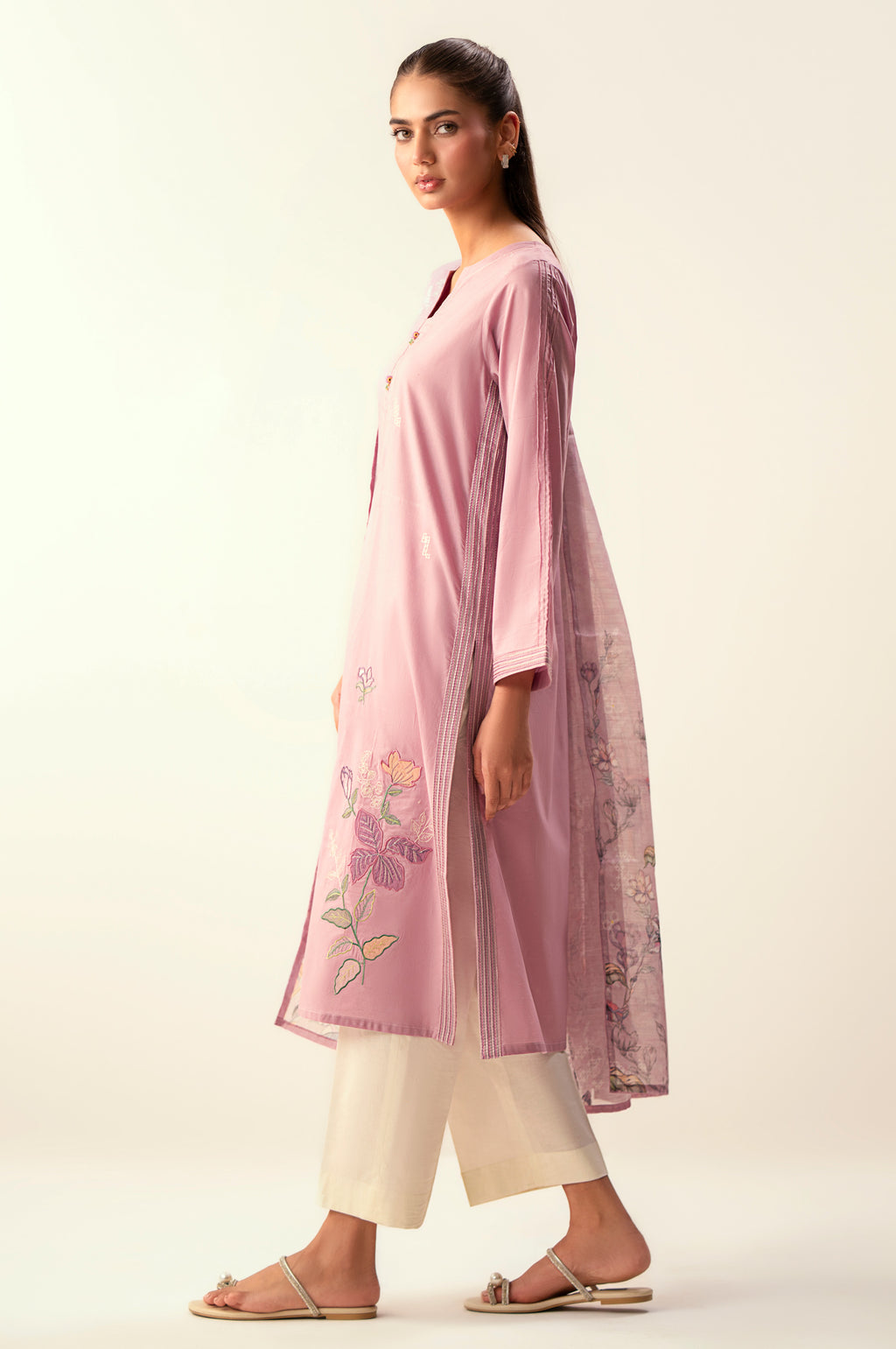 Stitched 2 Piece Embroidered Cambric Suit