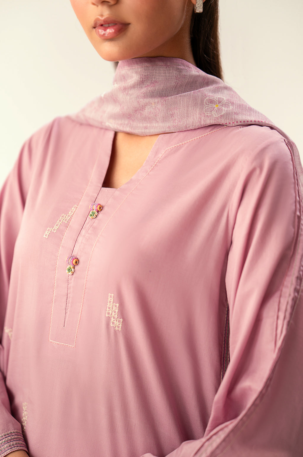 Stitched 2 Piece Embroidered Cambric Suit