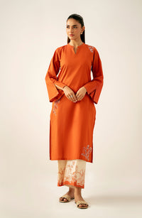 Stitched 2 Piece Dyed Embroidered Cambric Suit