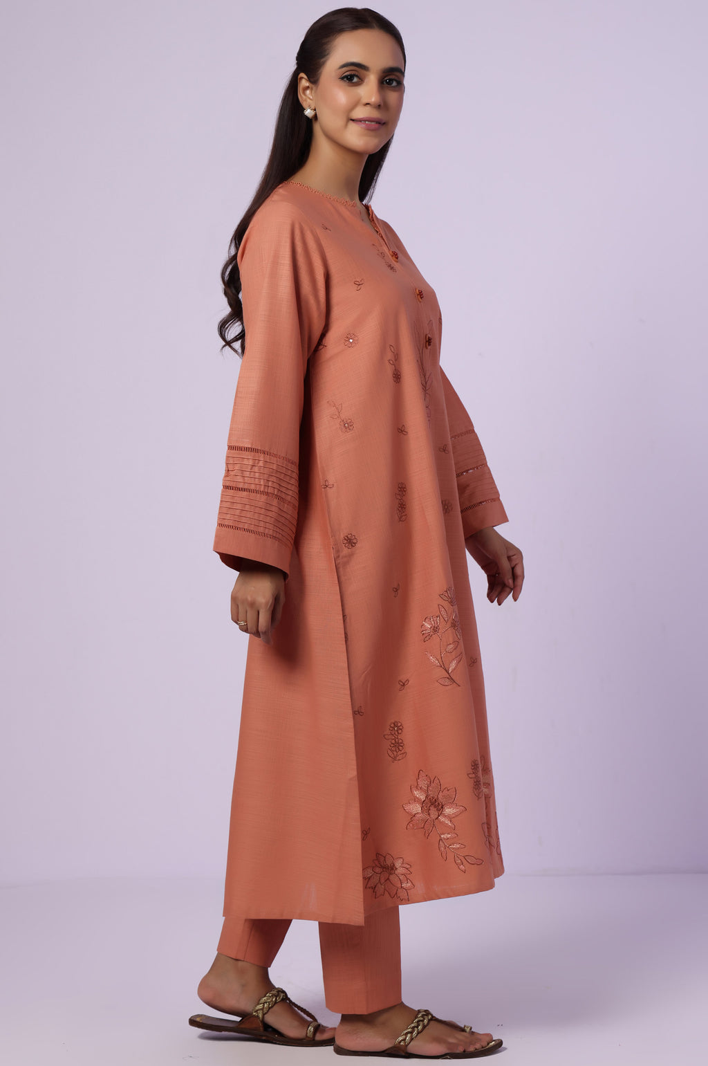 Stitched 2 Piece Embroidered Both Side Slub Suit