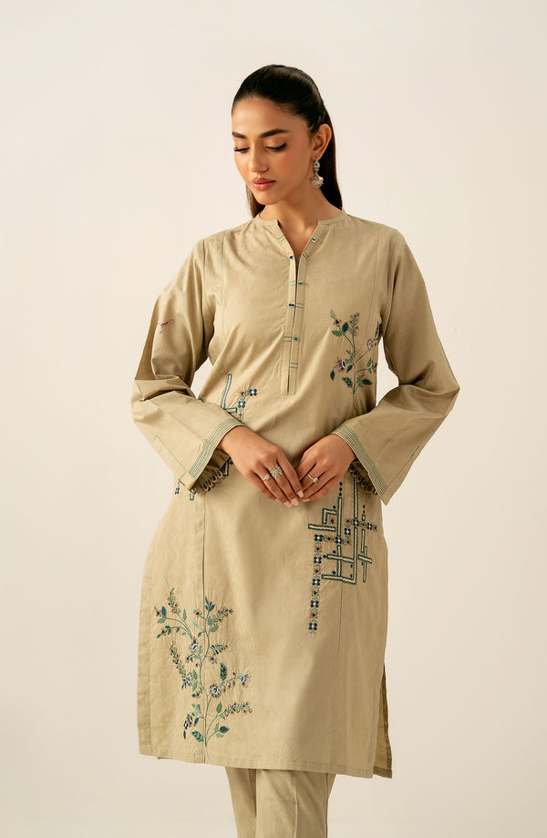 Stitched 2 Piece Embroidered Self Jacquard Suit