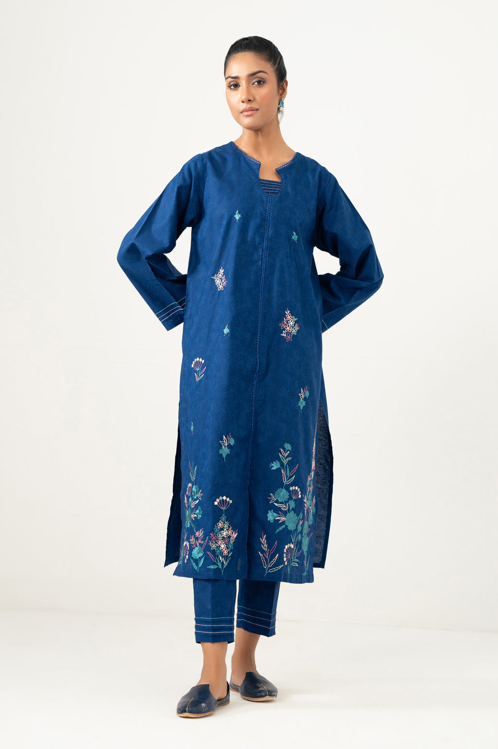 Stitched 2 Piece Embroidered Self Jacquard Suit
