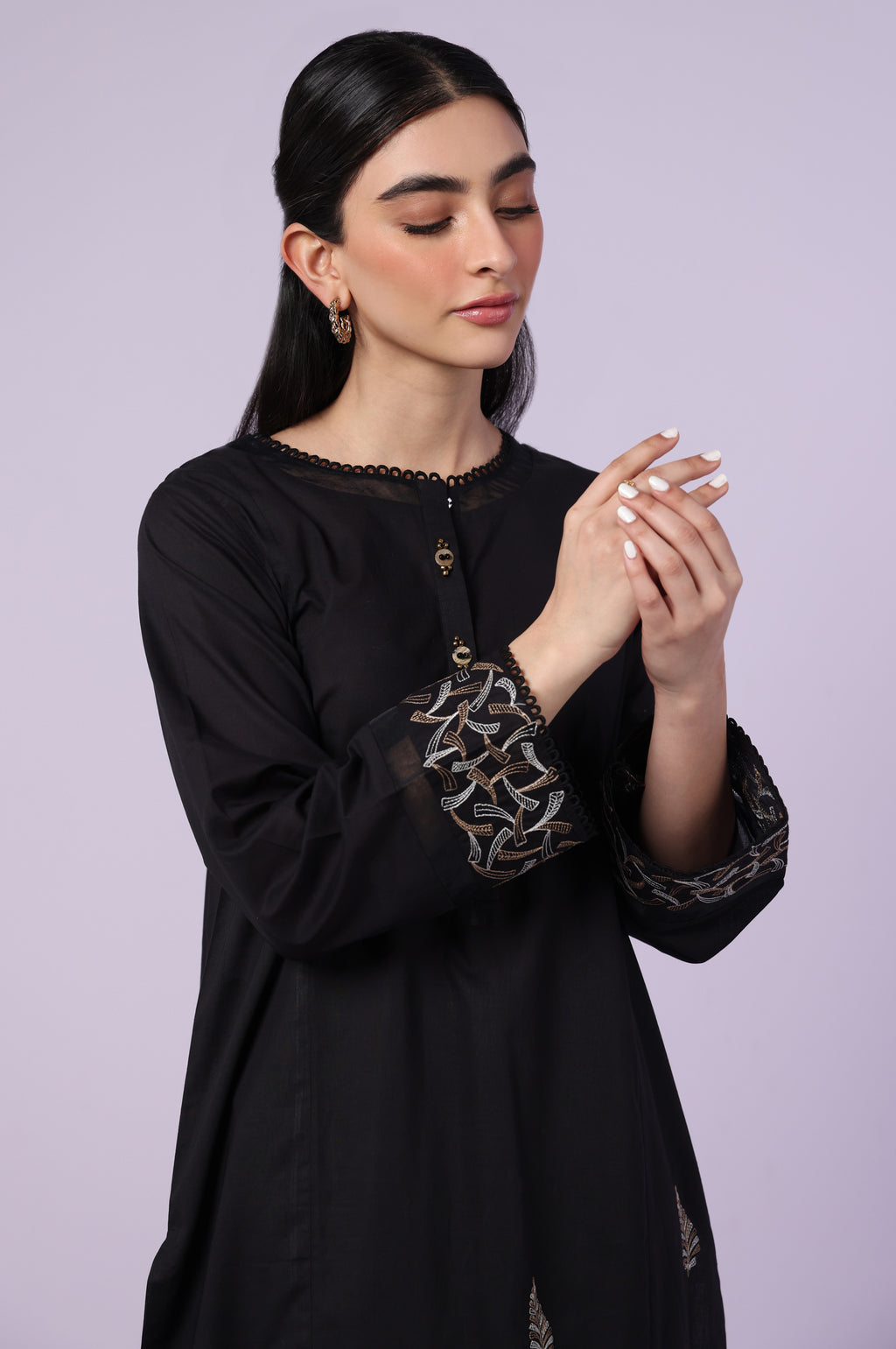 Stitched 2 Piece Embroidered Cambric Suit