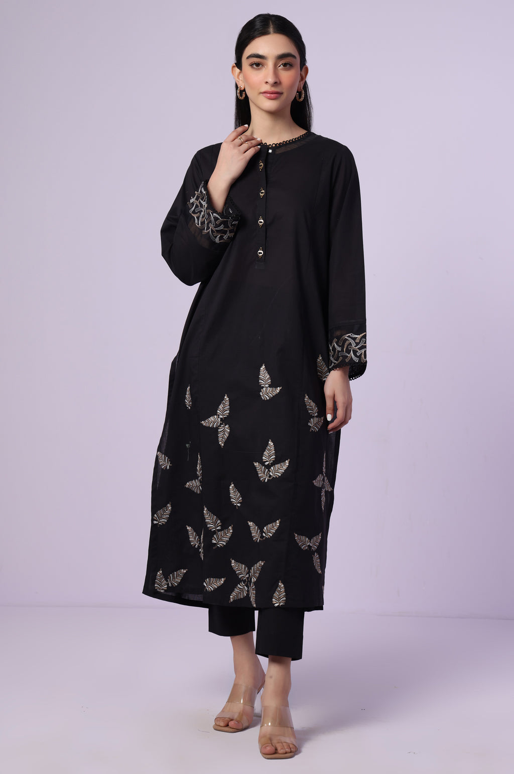 Stitched 2 Piece Embroidered Cambric Suit