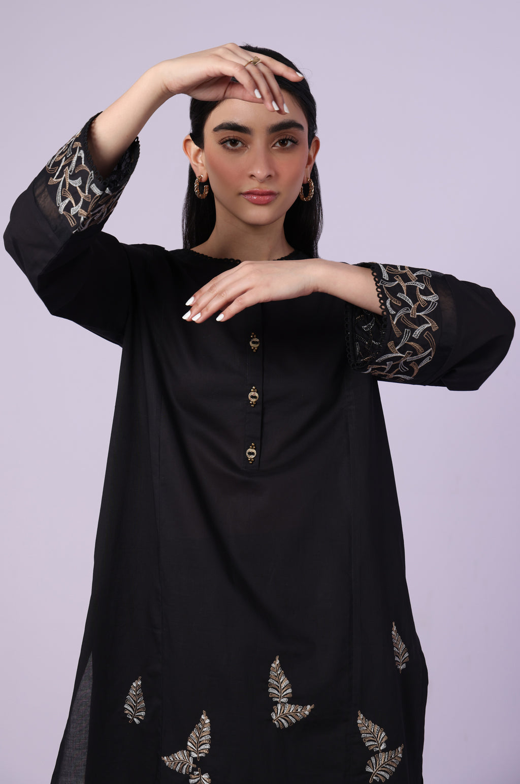 Stitched 2 Piece Embroidered Cambric Suit
