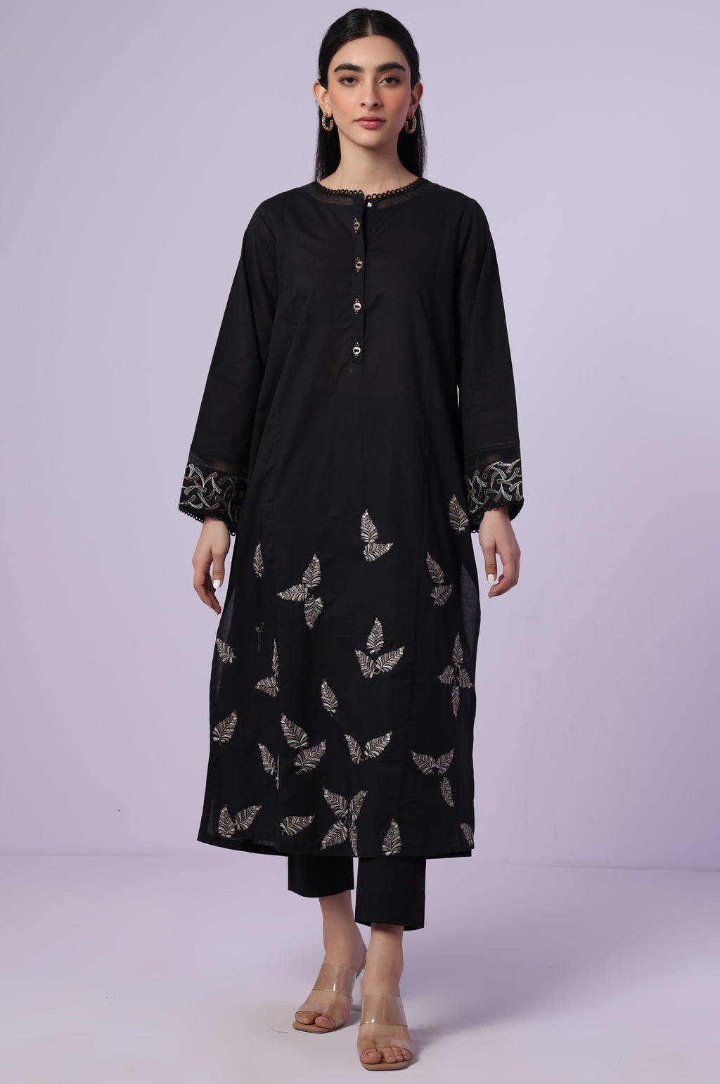 Stitched 2 Piece Embroidered Cambric Suit