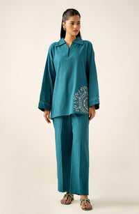 Stitched 2 Piece Embroidered Cotton Crinkle Co-Ord Set