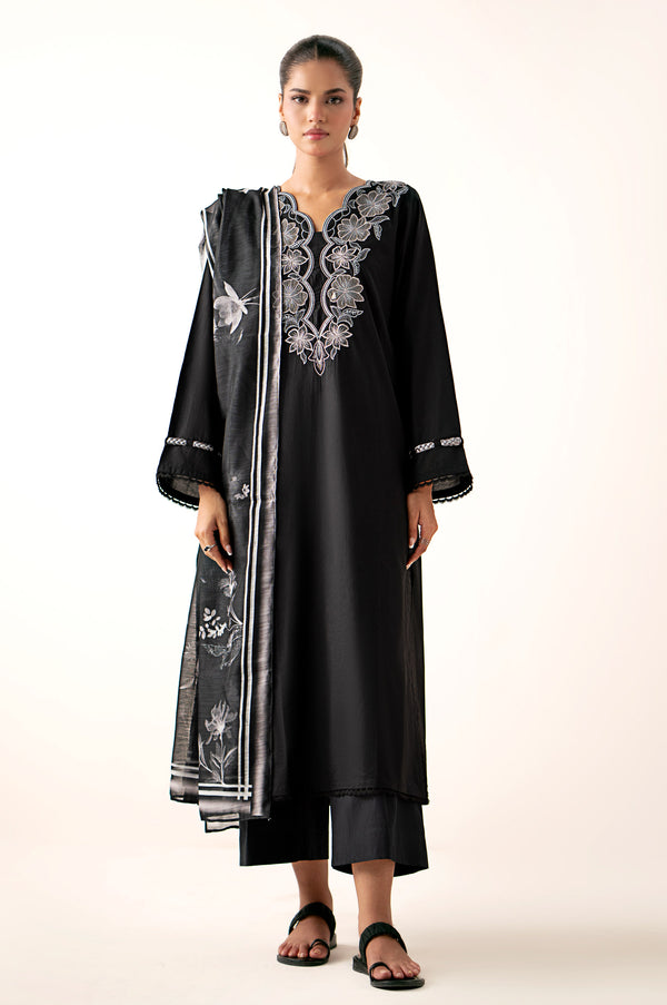 Stitched 2 Piece Embroidered Cambric Shirt With Digital Printed Dupatta