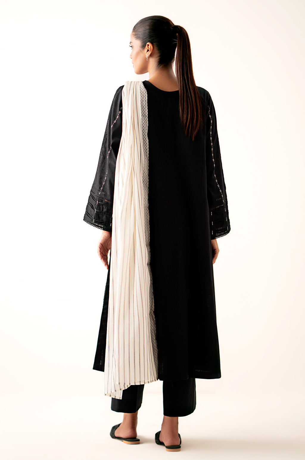 Stitched 2 Piece Embroidered Both Side Slub Shirt With Jacquard Dupatta