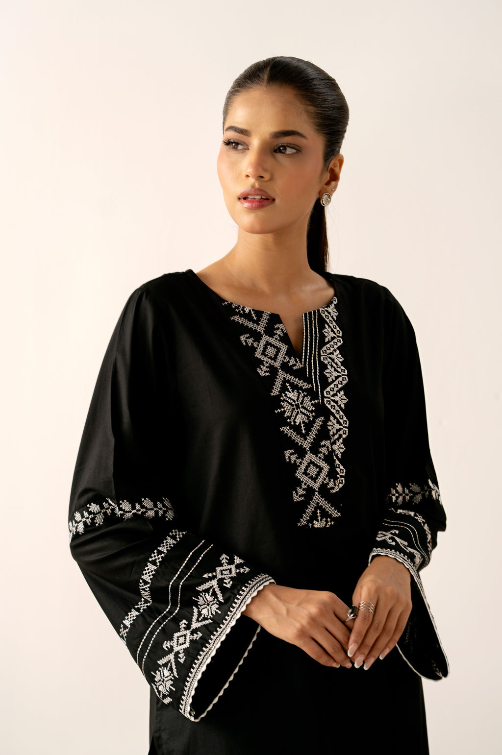 Stitched 2 Piece Embroidered Cambric Suit