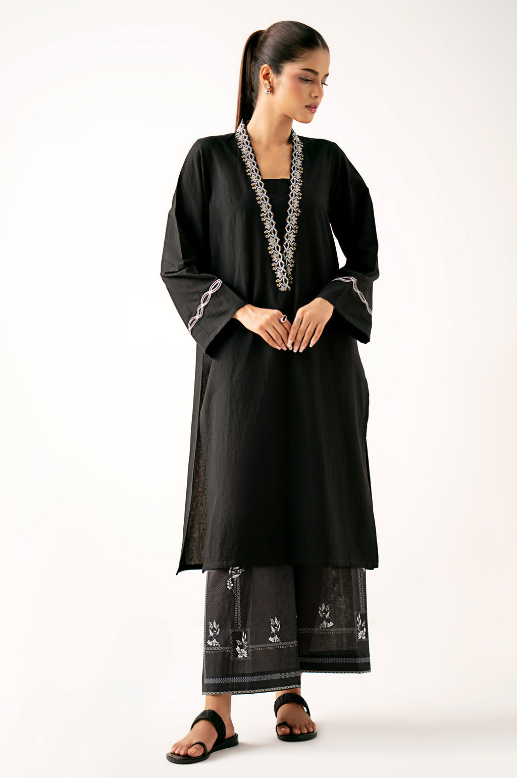 Stitched 2 Piece Embroidered Cambric Suit