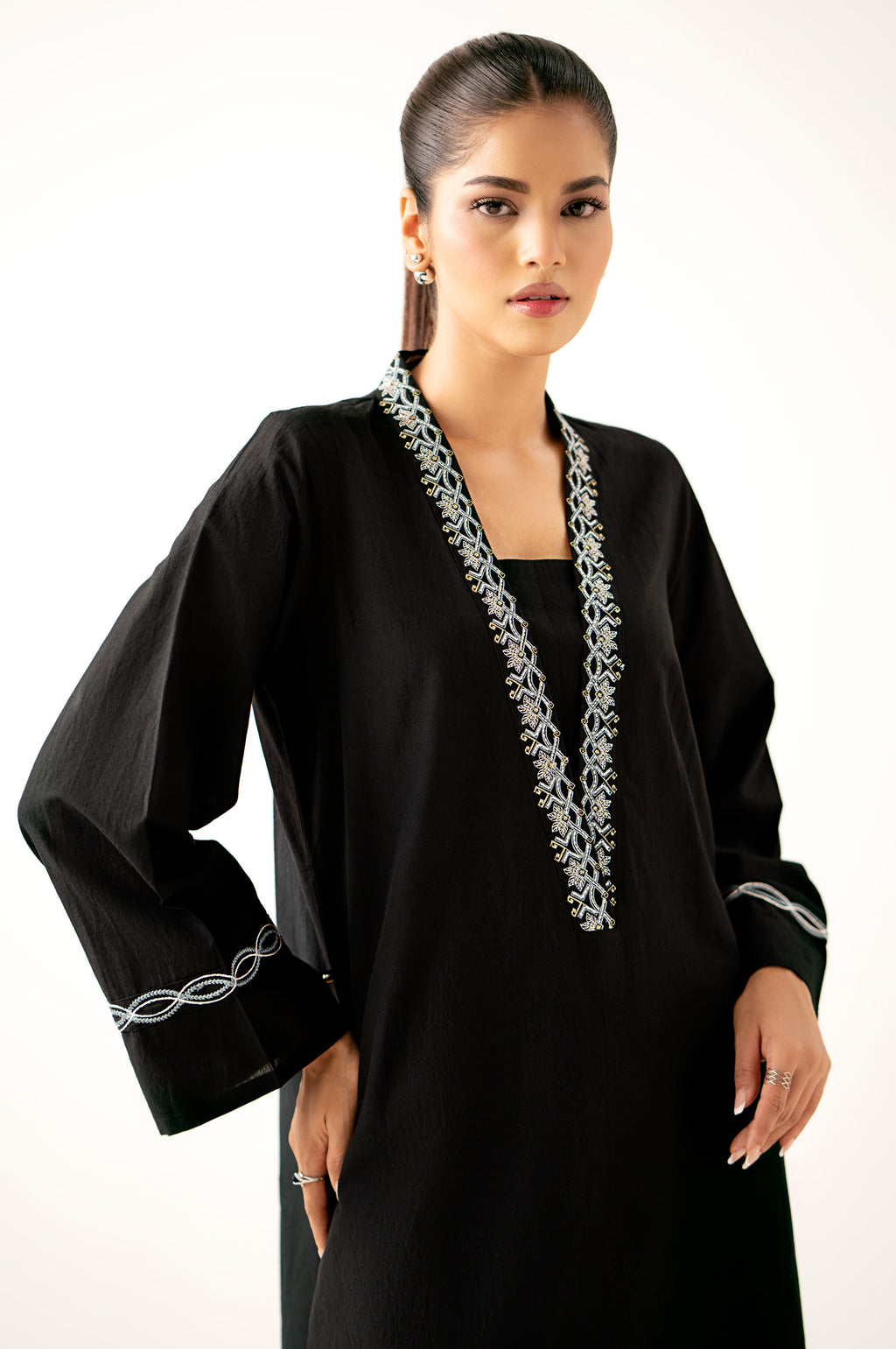 Stitched 2 Piece Embroidered Cambric Suit