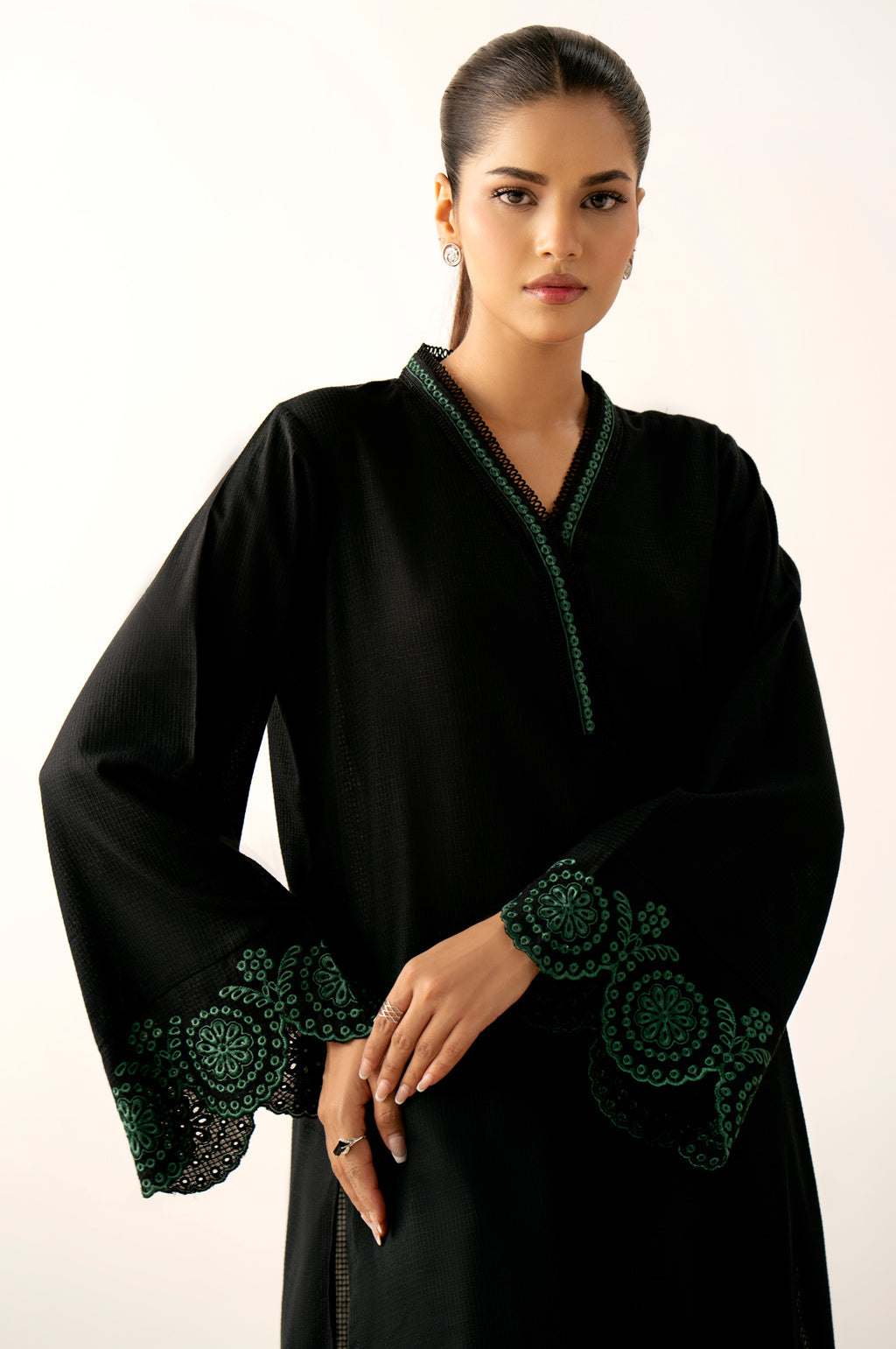 Stitched 2 Piece Embroidered Small Checks Suit