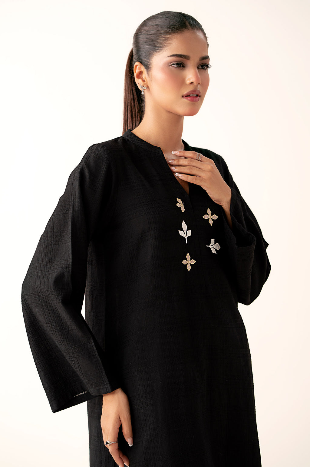 Stitched 2 Piece Embroidered Textured Suit
