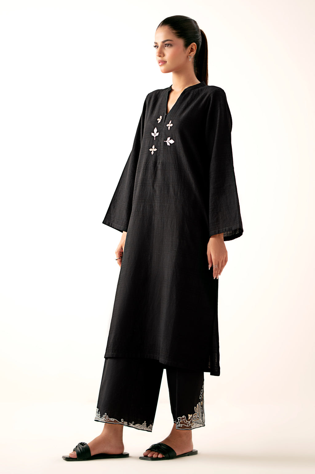 Stitched 2 Piece Embroidered Textured Suit