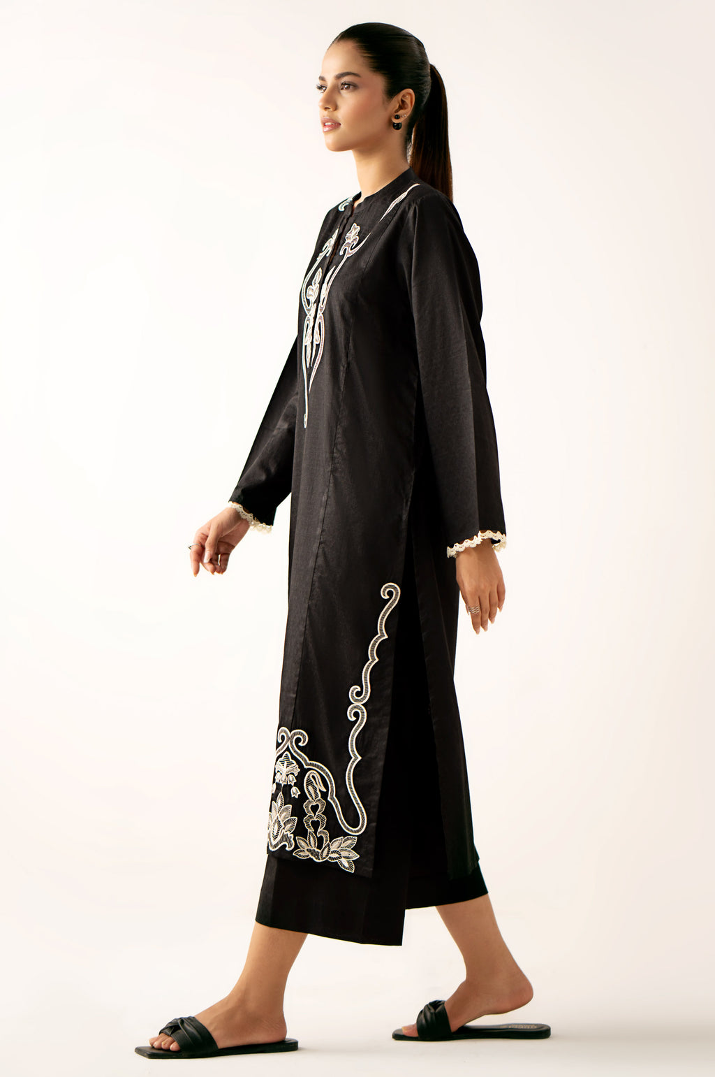 Stitched 2 Piece Embroidered Self Jacquard Suit