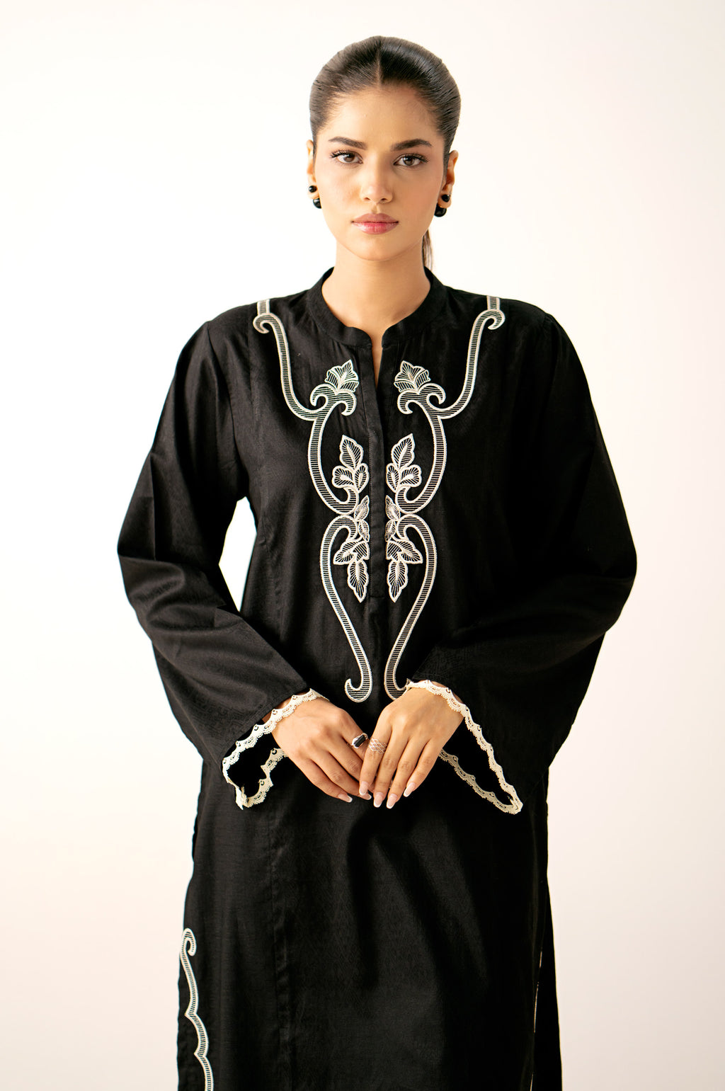 Stitched 2 Piece Embroidered Self Jacquard Suit