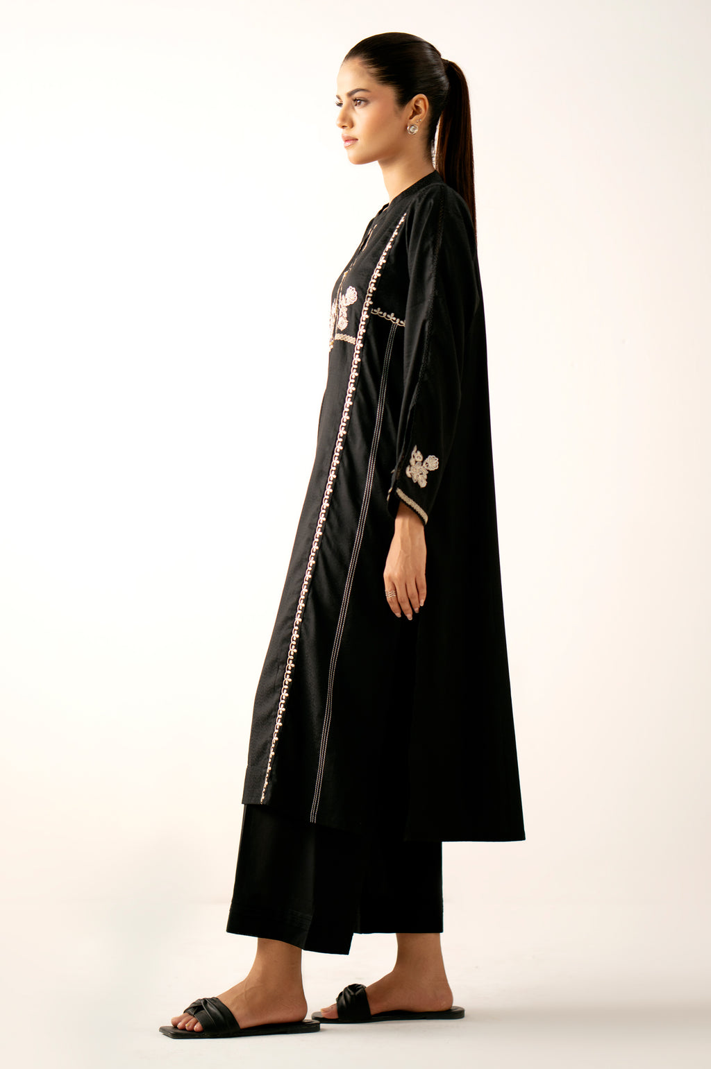 Stitched 2 Piece Embroidered Satin Jacquard Suit