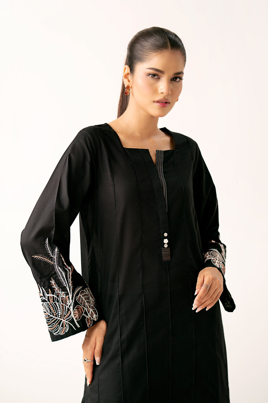 Stitched 2 Piece Embroidered Cambric Suit