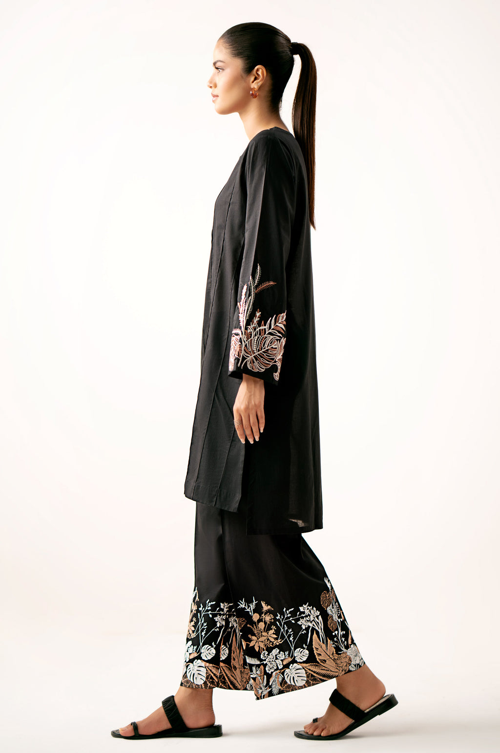 Stitched 2 Piece Embroidered Cambric Suit