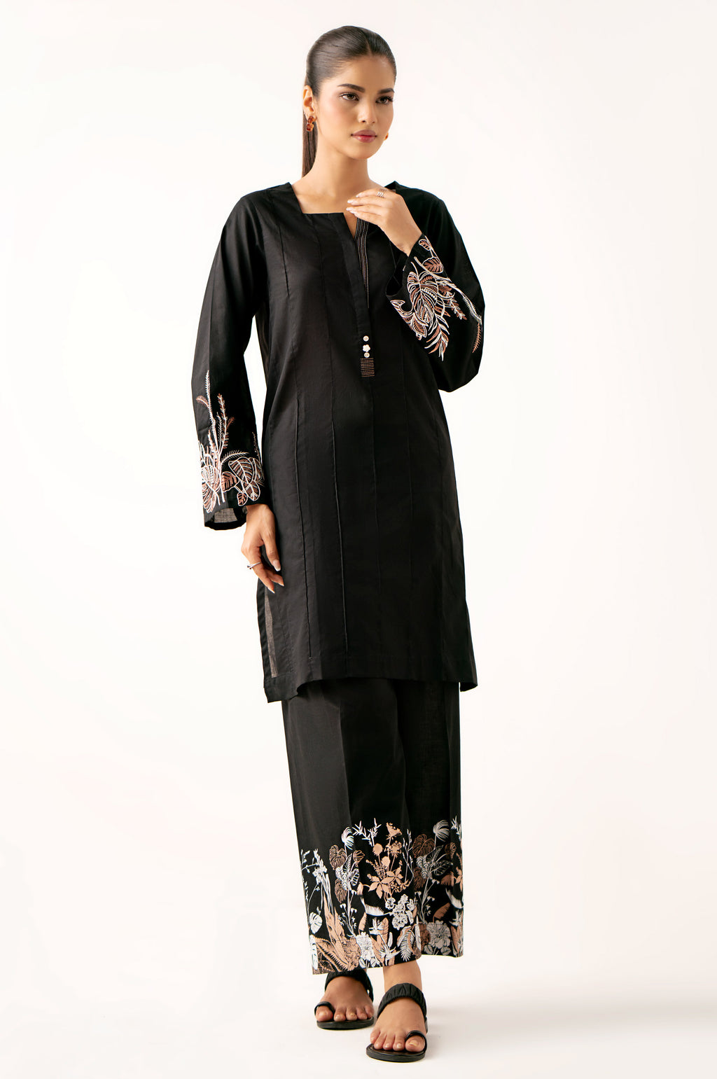 Stitched 2 Piece Embroidered Cambric Suit