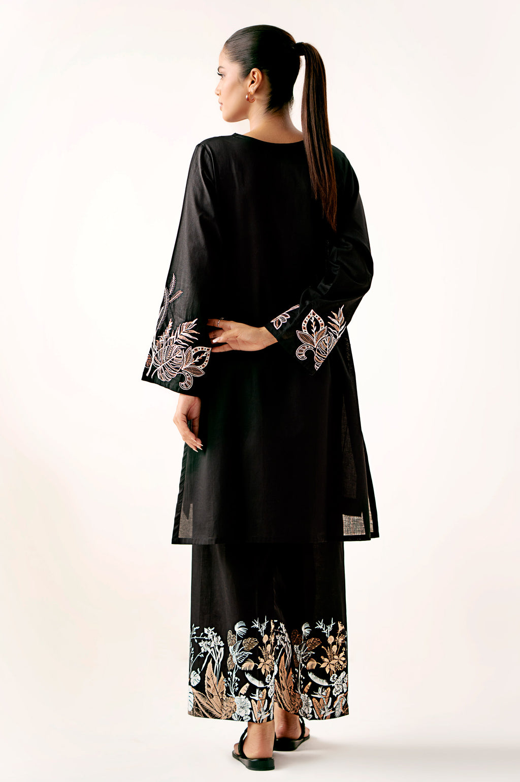 Stitched 2 Piece Embroidered Cambric Suit