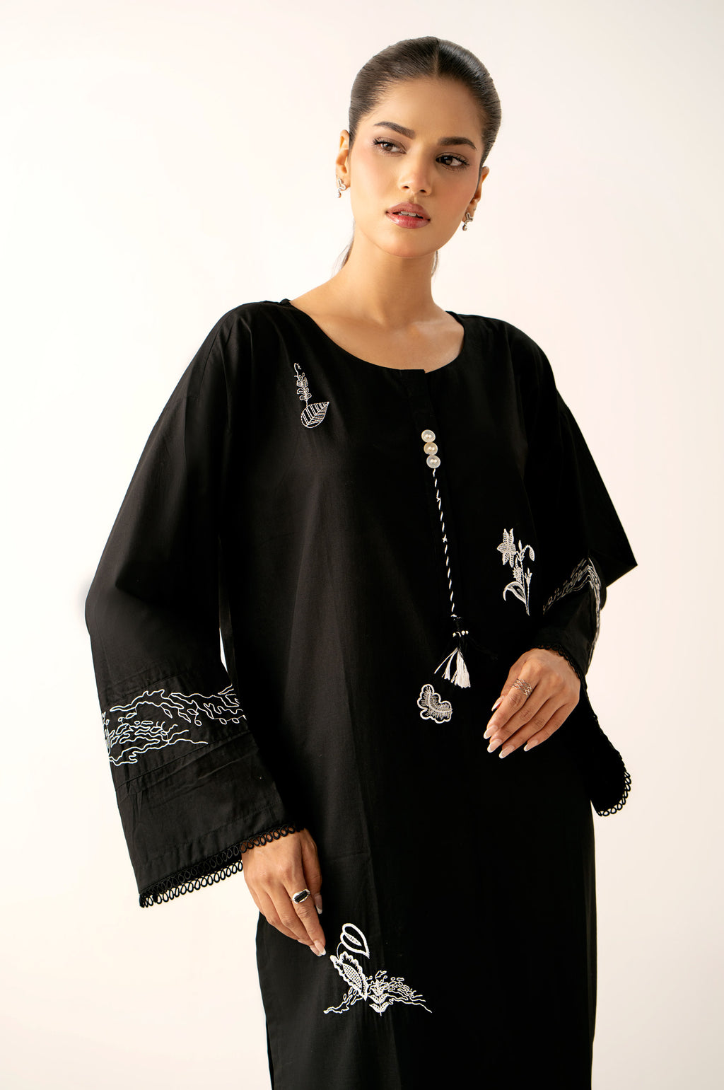 Stitched 2 Piece Embroidered Cambric Suit