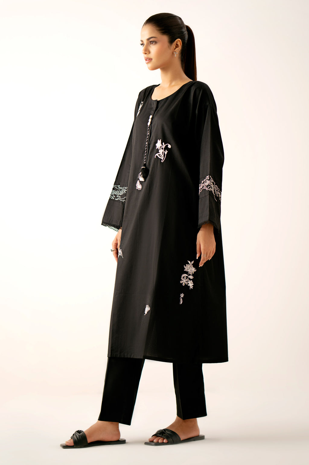 Stitched 2 Piece Embroidered Cambric Suit