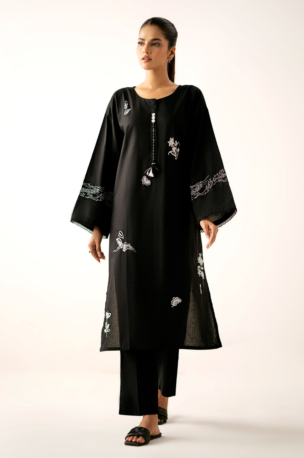 Stitched 2 Piece Embroidered Cambric Suit