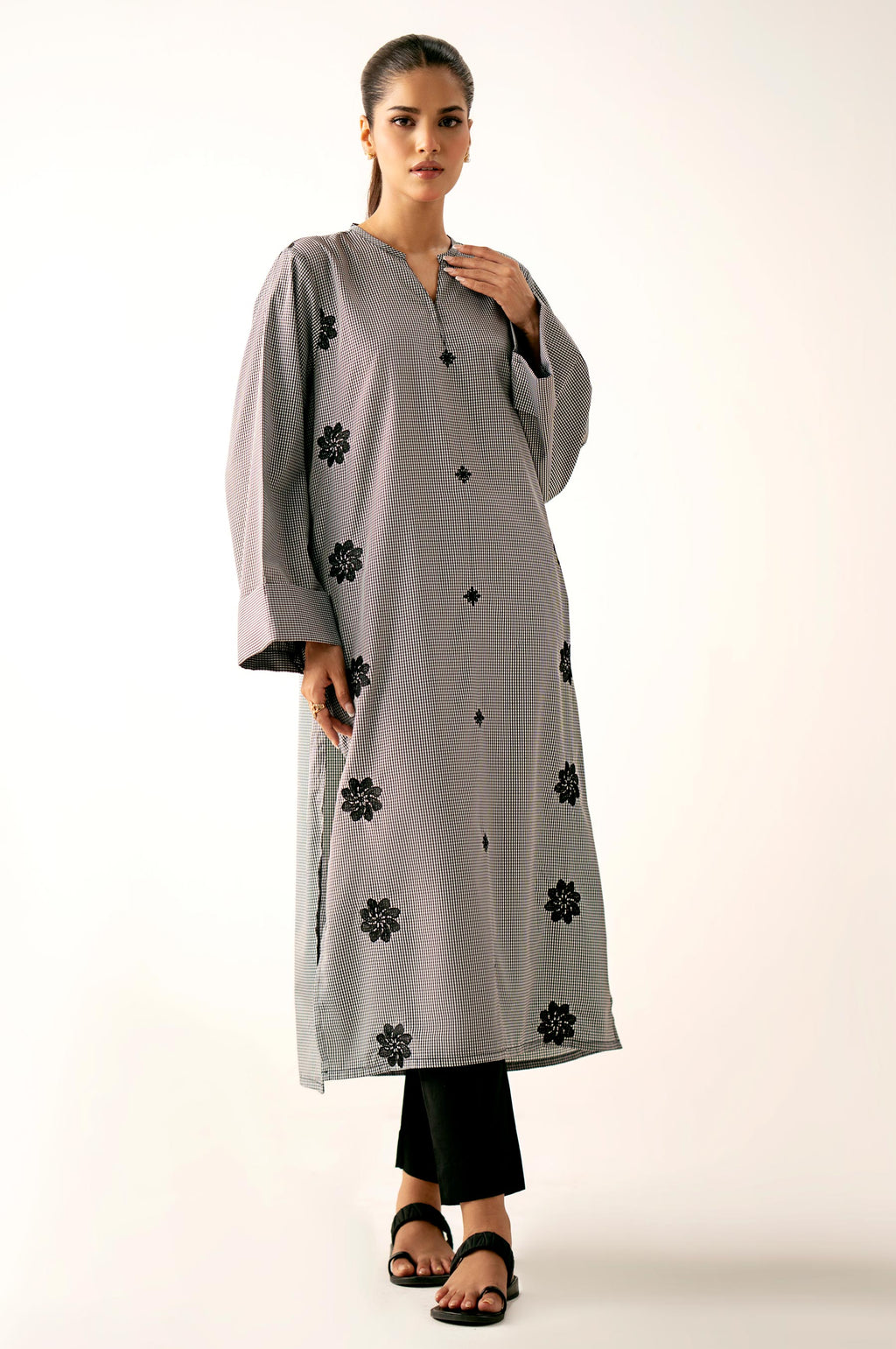Stitched 2 Piece Embroidered Yarn Dyed Suit