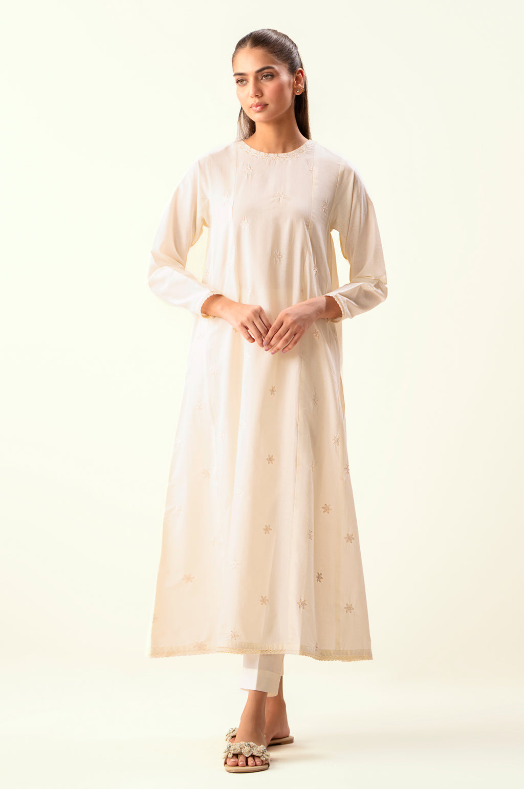 Stitched 2 Piece Embroidered Cambric Suit