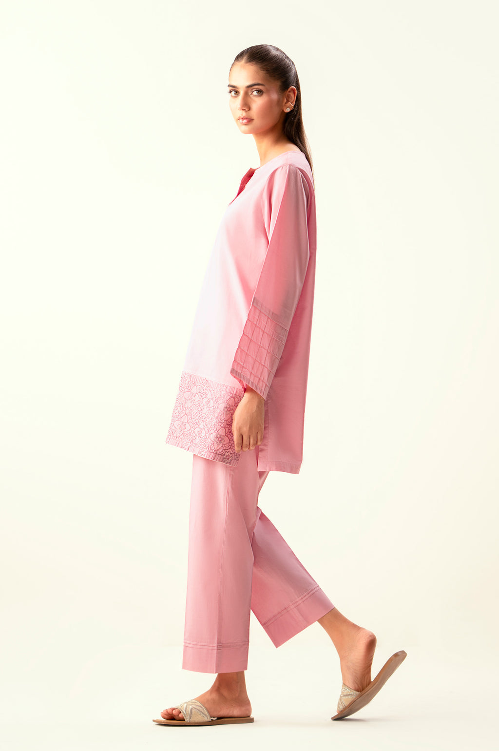 Stitched 2 Piece Embroidered Cambric Suit