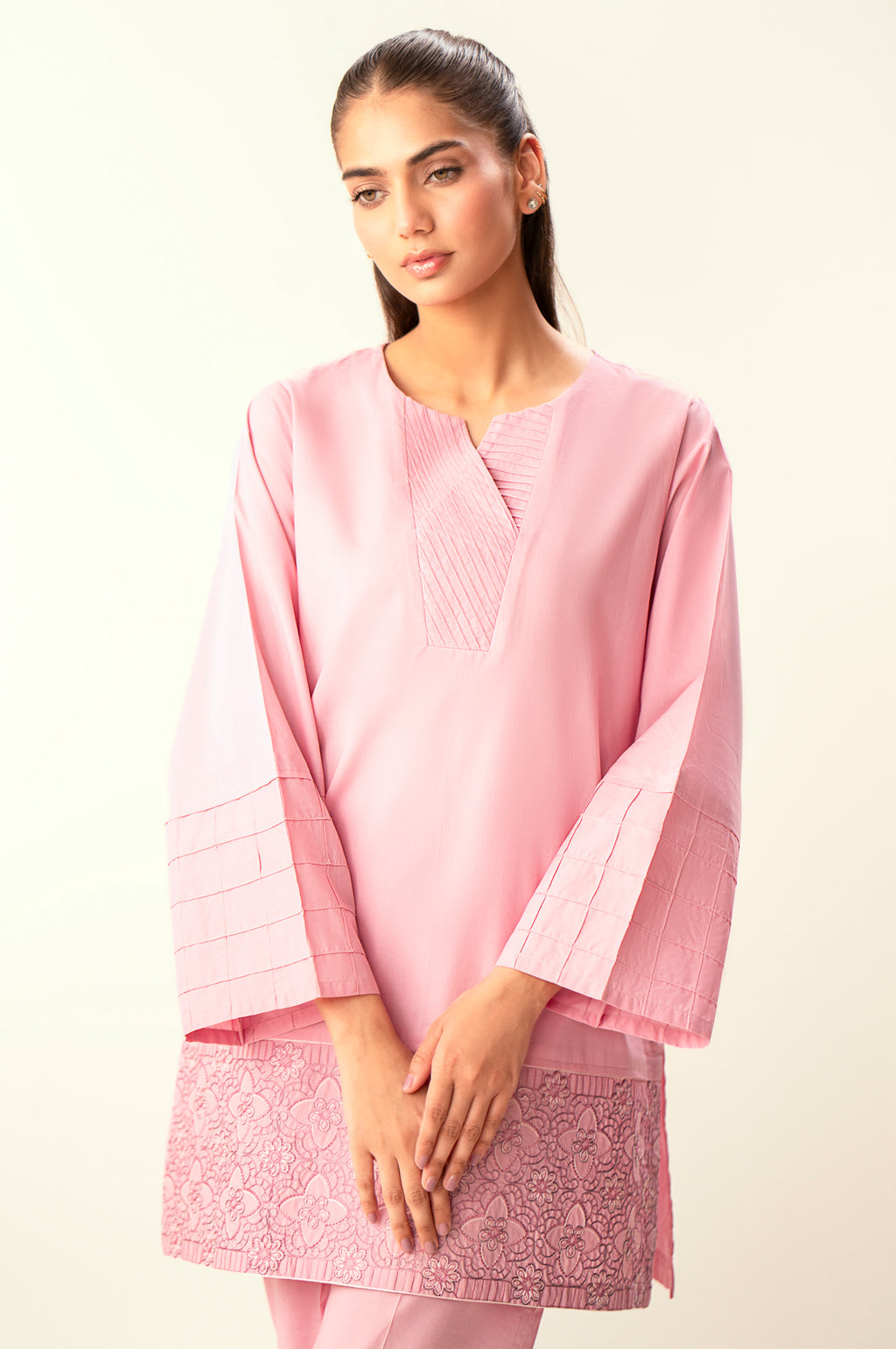 Stitched 2 Piece Embroidered Cambric Suit