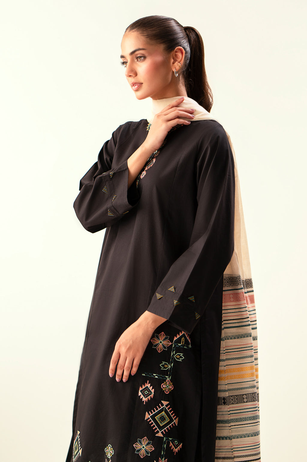 Stitched 2 Piece Embroidered Cambric Suit