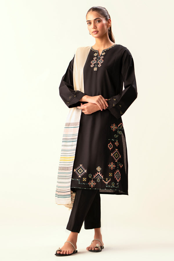 Stitched 2 Piece Embroidered Cambric Suit