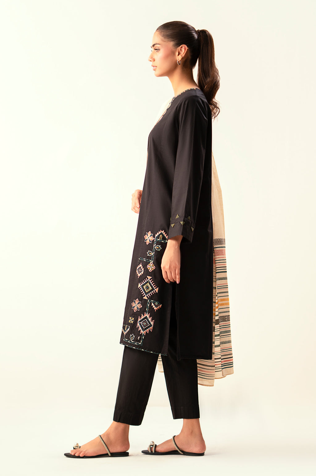 Stitched 2 Piece Embroidered Cambric Suit