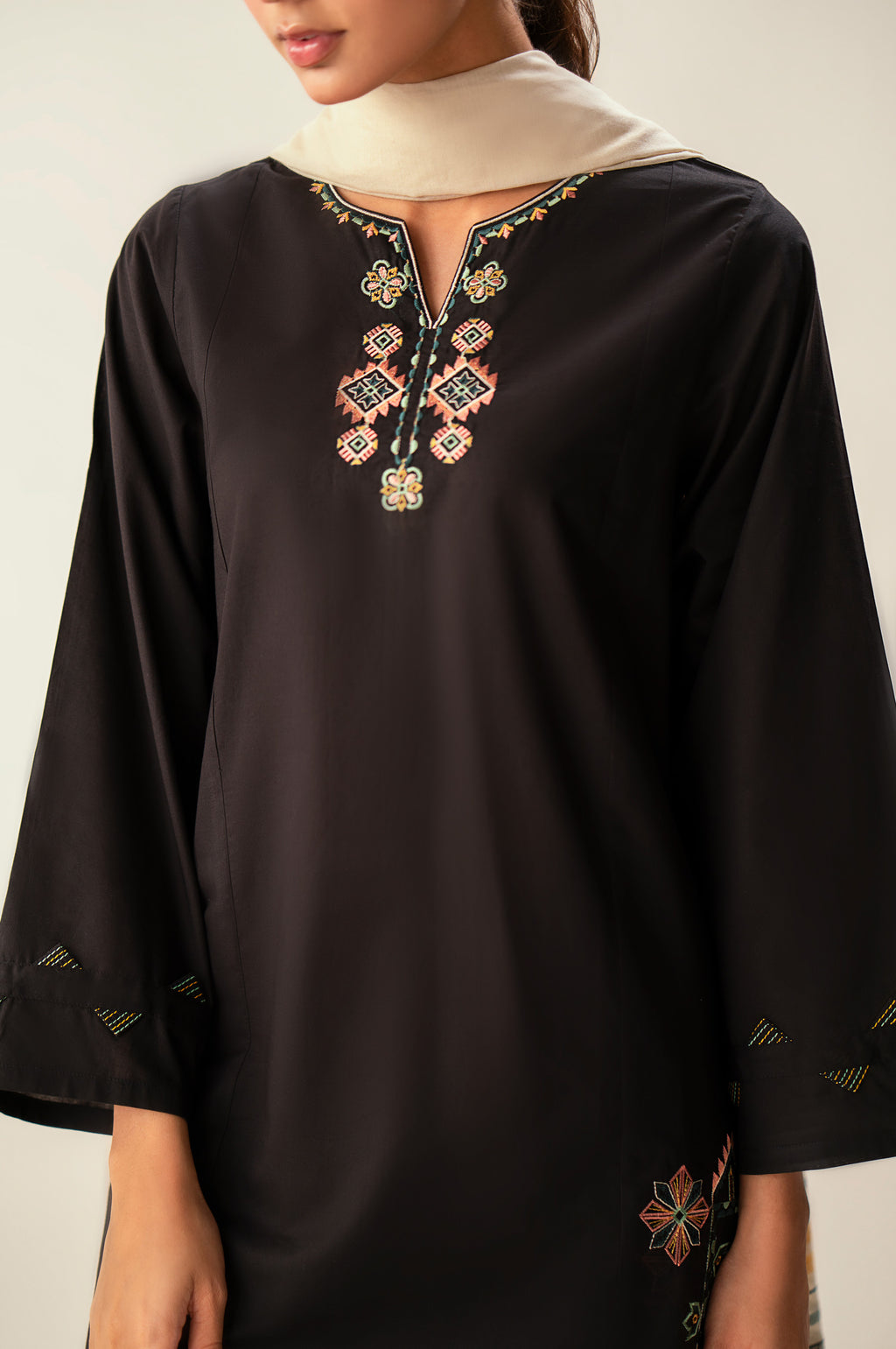 Stitched 2 Piece Embroidered Cambric Suit
