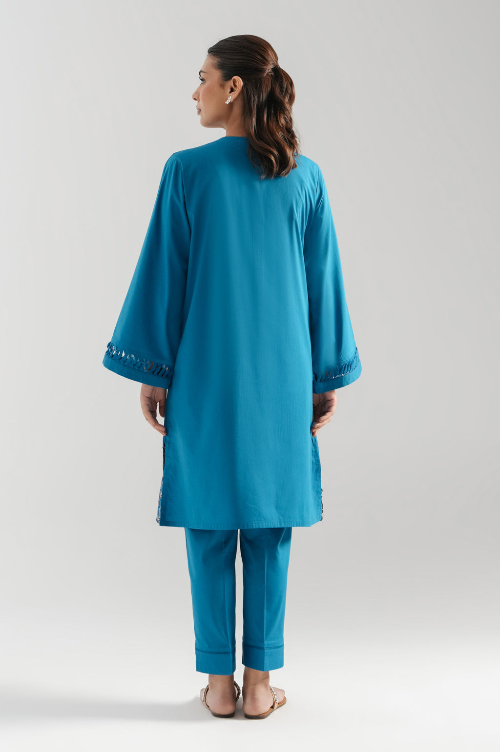 EMBROIDERED COTTON VISCOSE STITCHED SHIRT BOTTOM