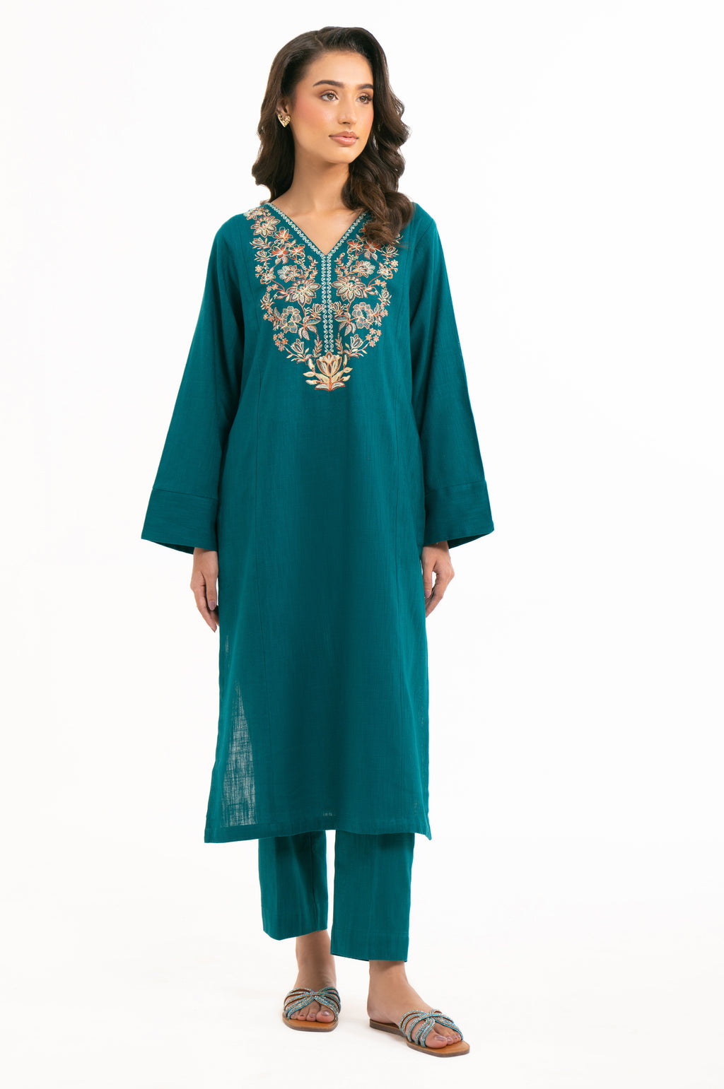 STITCHED EMBROIDERED SHIRT BOTTOM