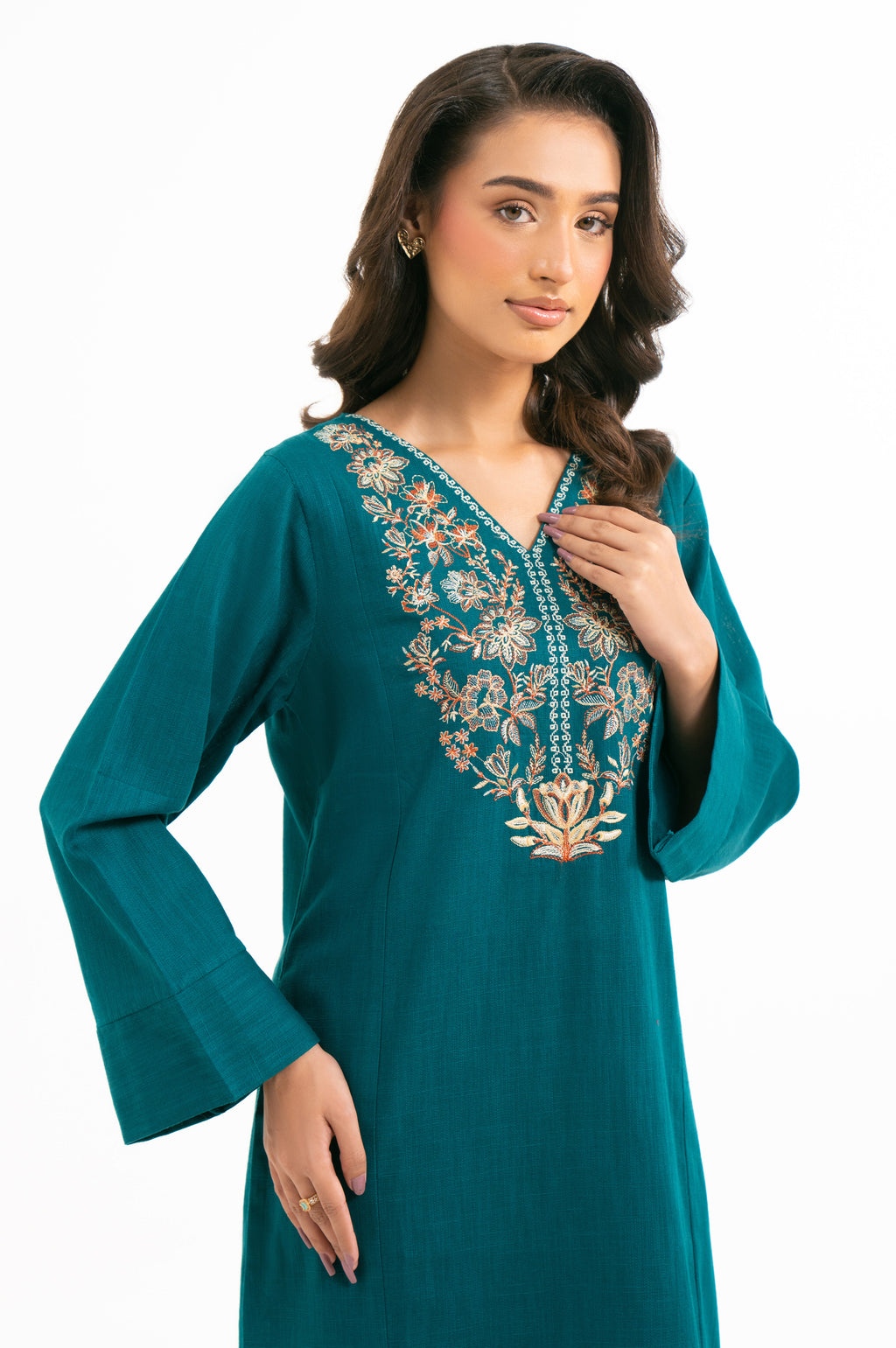 STITCHED EMBROIDERED SHIRT BOTTOM