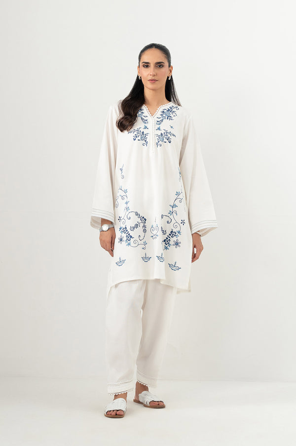 Stitched 2 Piece Embroidered Poplin Dobby Suit