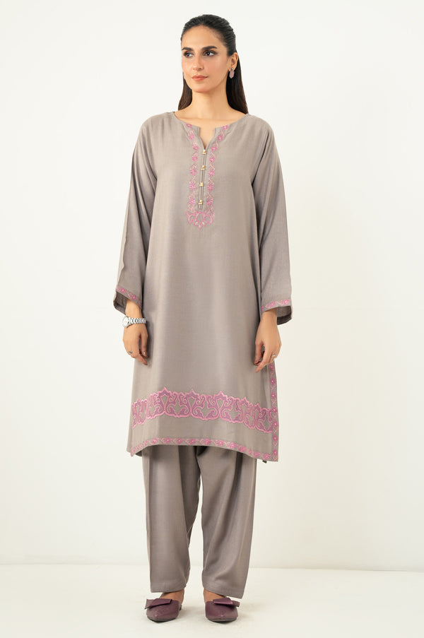 Stitched 2 Piece Embroidered Zari Acrylic Suit