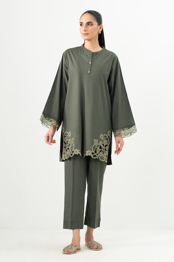 Stitched 2 Piece Embroidered Cotton Viscose Suit