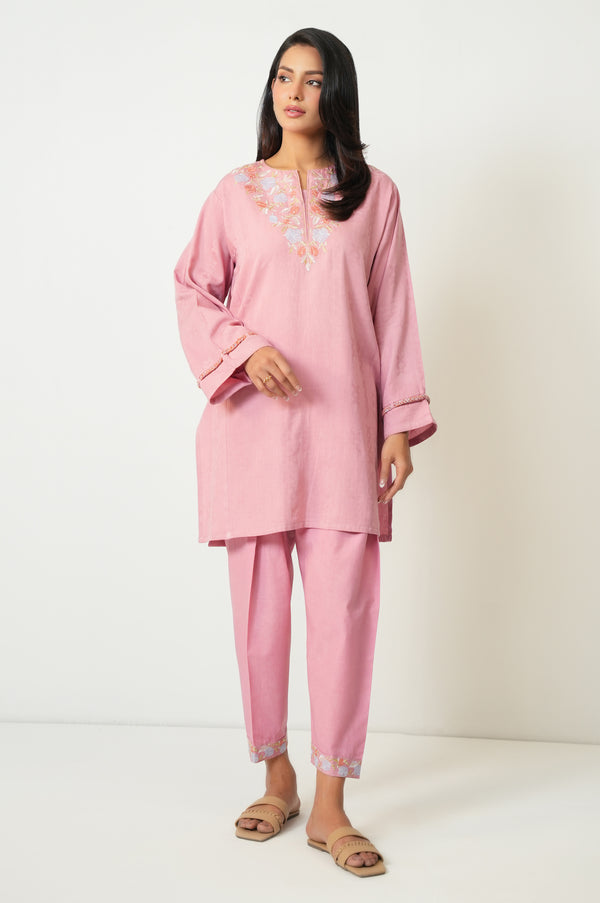 Stitched 2 Piece Embroidered Satin Jacquard Suit